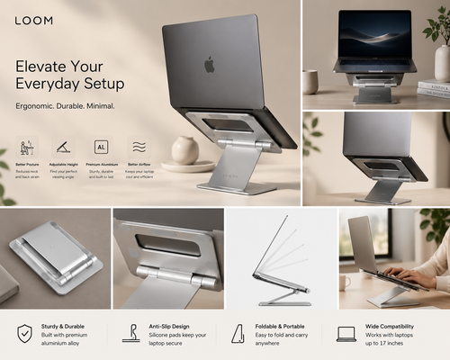 Loom Elevate™  Premium Adjustable Aluminum Laptop Stand